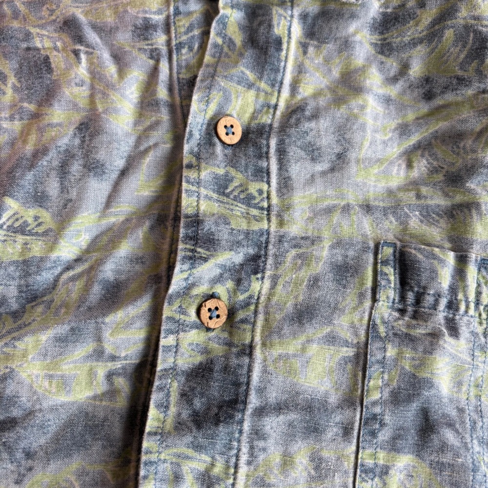 Royal Robbins Men's XXL Blue Linen Blend Short Sleeve Button Up Shirt Hawaiin - Picture 6 of 8